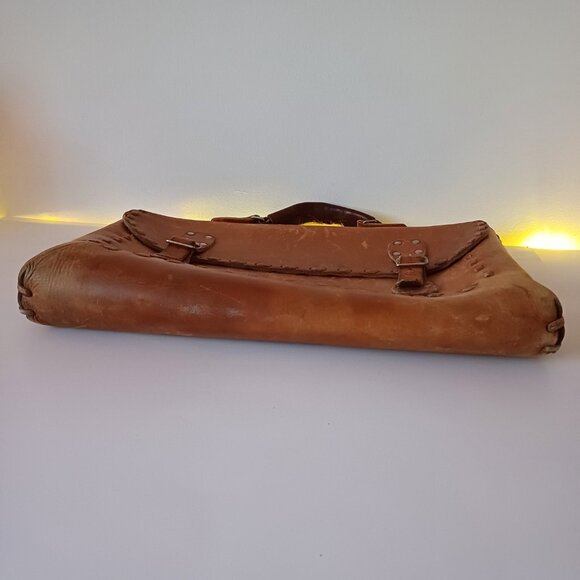 Vintage Montreal Atelier Hand Crafted Leather Stitching Briefcase Messenger Bag - Picture 14 of 16